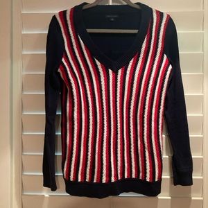 Tommy Hilfiger red, white and navy cotton sweater (never worn)
